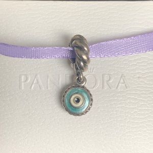 Pandora Dangle Charm S925 ALE Light Green Black Center Sterling NWOT